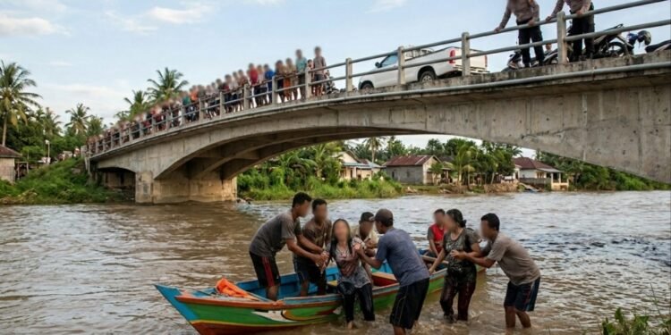 Kakak Beradik asal Cimahi Jawa Barat Nekat Terjun di Jembatan Sungai Meninting Lobar