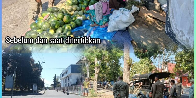 Satuan Patroli Trantibum di Kota Selong, Satpol PP Lotim Imbau Pedagang Pindah dari Trotoar